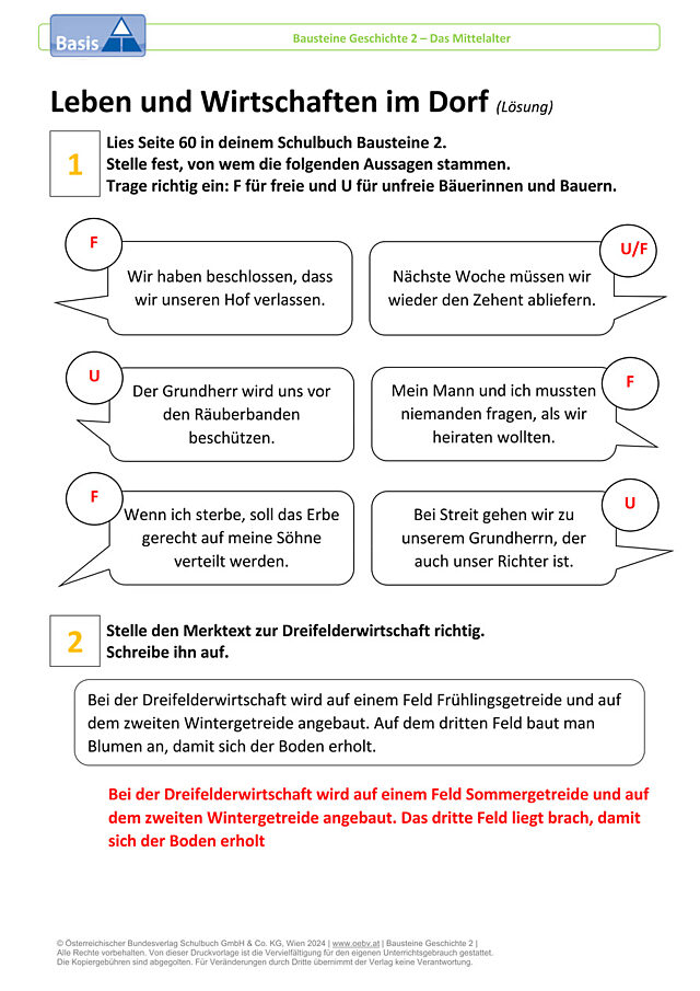 Leben und Wirtschaften im Dorf