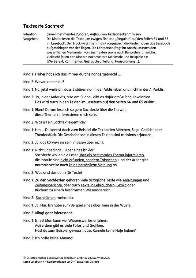 Textsortendialog: Sachtext, Transkript