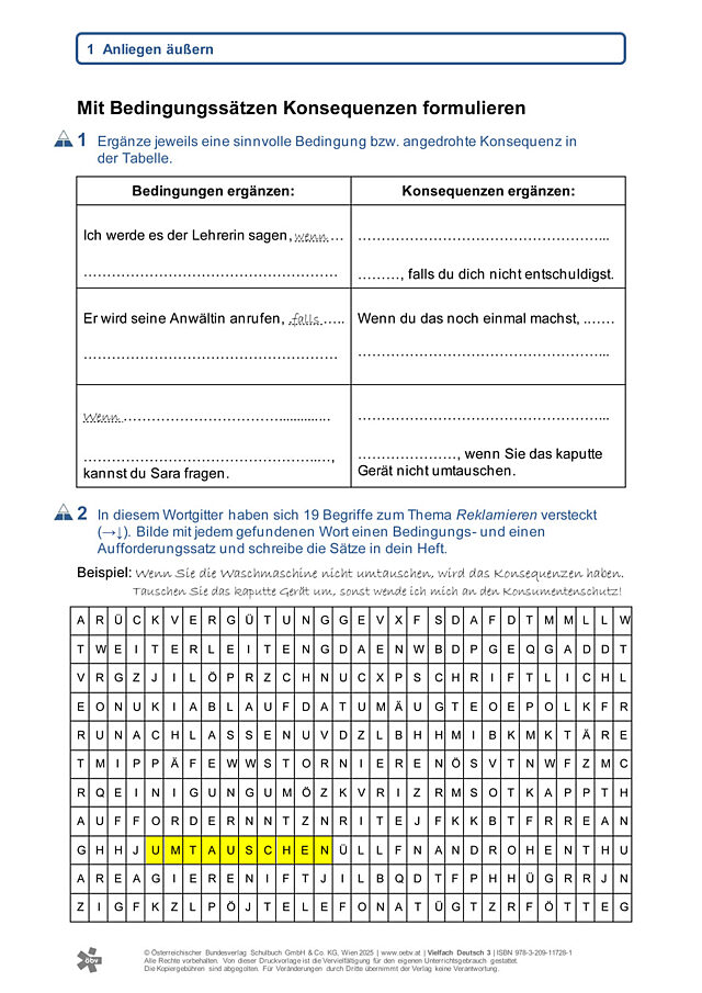 Mit Bedingungssätzen Konsequenzen formulieren