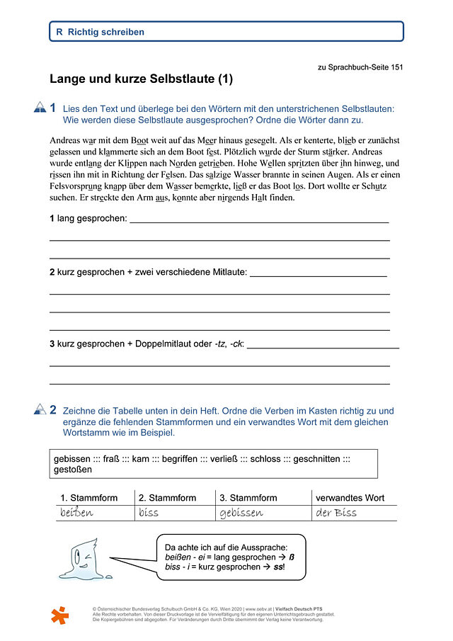 Lang und kurz gesprochene Selbstlaute (1)