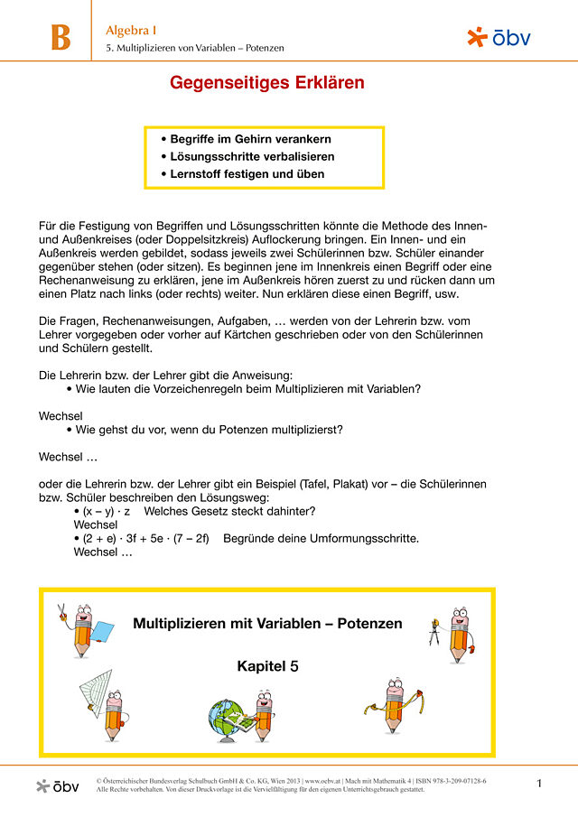 5. Multiplizieren von Variablen – Potenzen