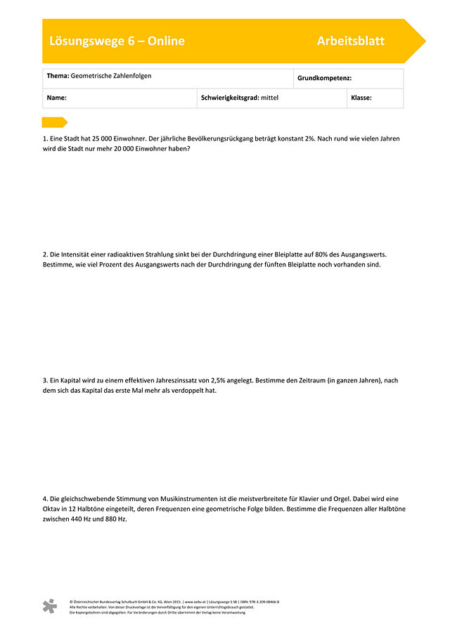 Geometrische Zahlenfolgen