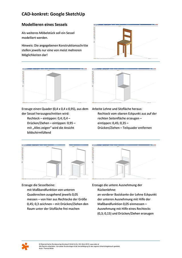 CAD konkret (Google SketchUp): Modellieren eines Sessels