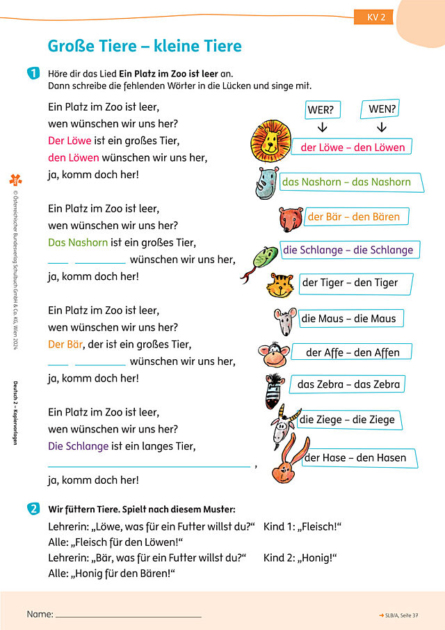 Große Tiere - kleine Tiere