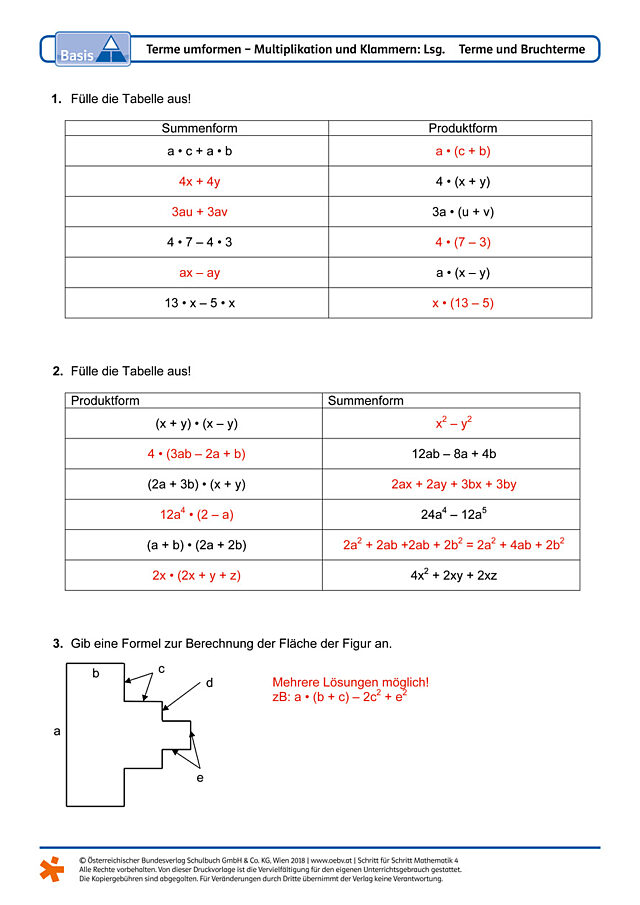 Terme umformen - Multiplikation und Klammern