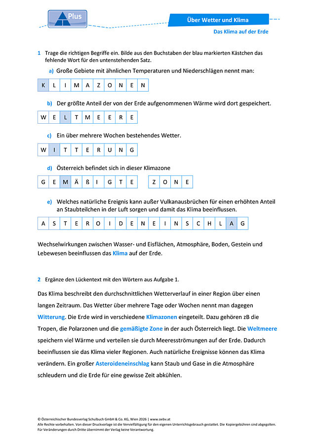 Das Klima auf der Erde