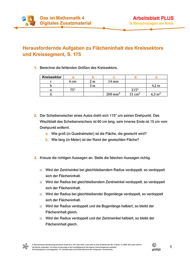 Flächeninhalt des Kreissektors
