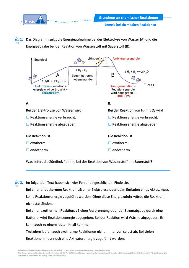 Energie bei chemischen Reaktionen