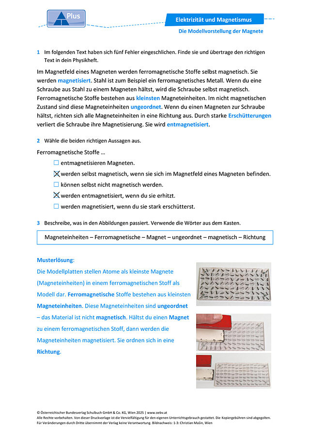 Die Modellvorstellung der Magnete