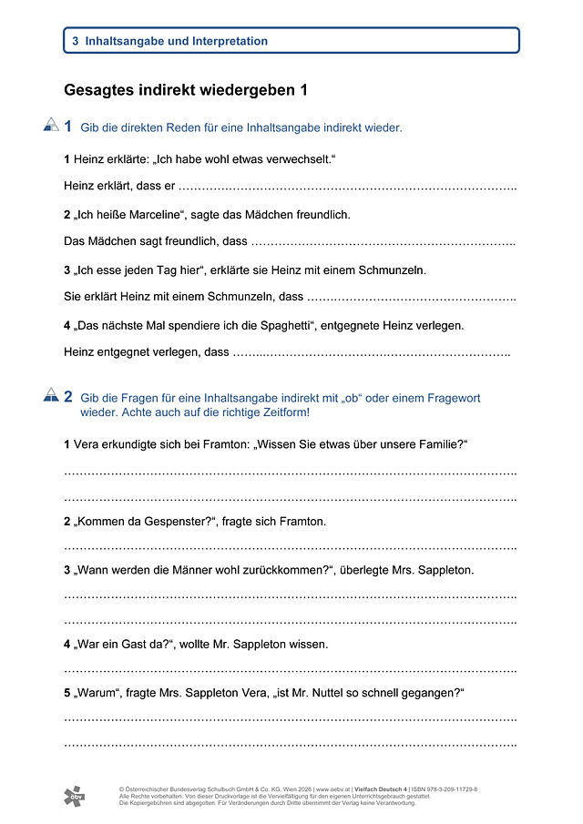 Wörtlich Gesagtes indirekt wiedergeben 1
