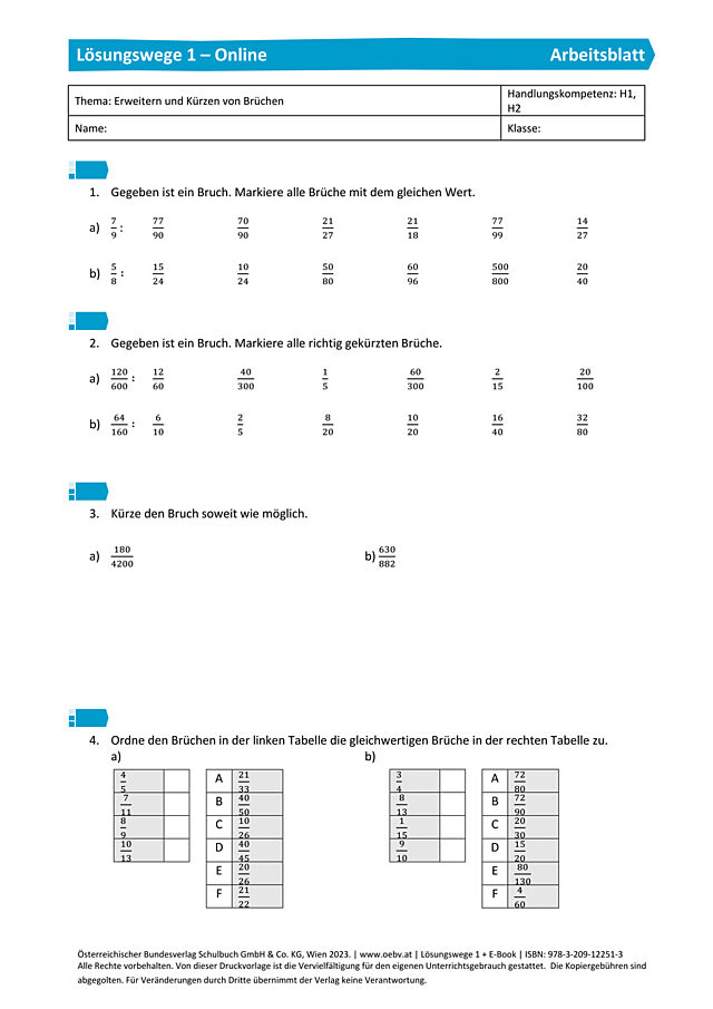 Gecheckt - Erweitern und Kürzen von Brüchen