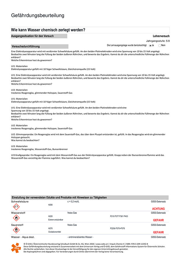GefBU Wie kann Wasser chemisch zerlegt werden?