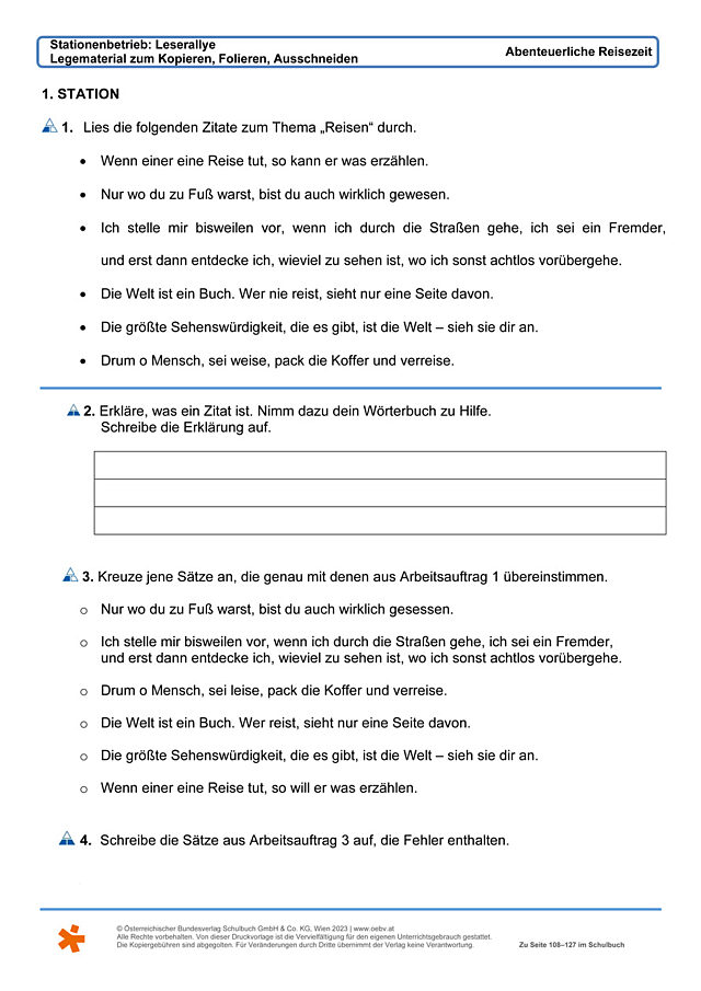 Stationenbetrieb: Leserallye