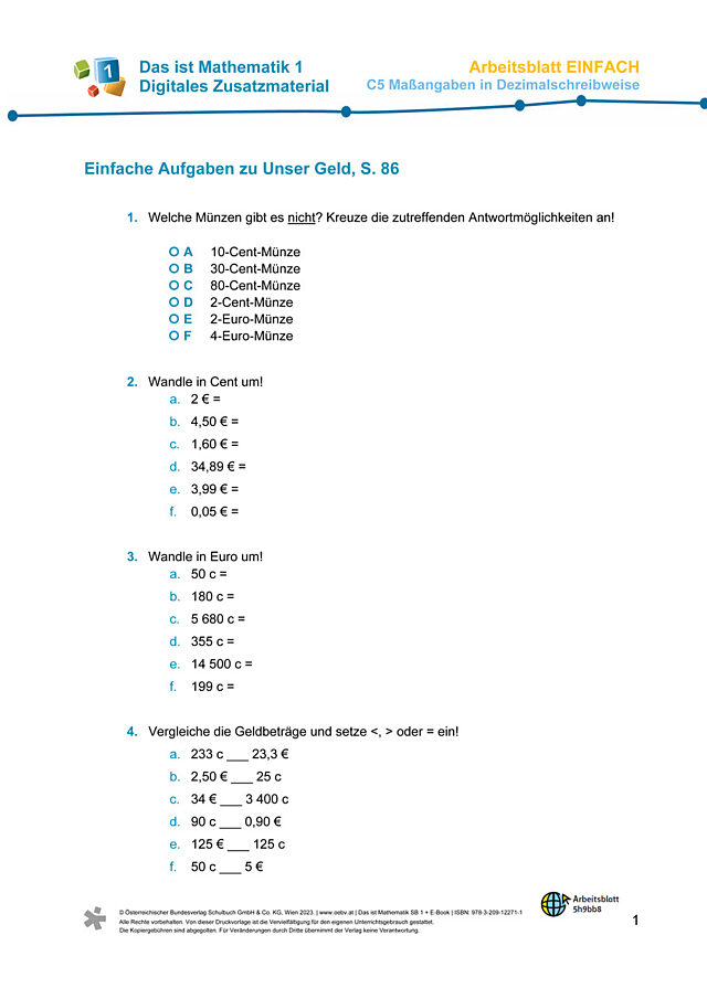 Einfaches AB zu C5 Unser Geld