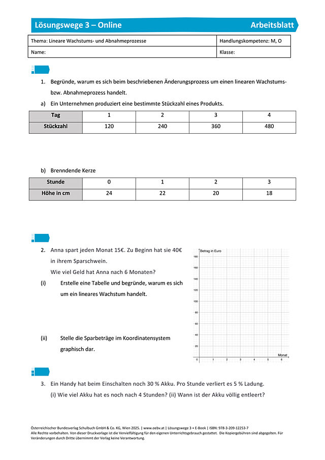 Lineare Wachstums- und Abnahmeprozesse