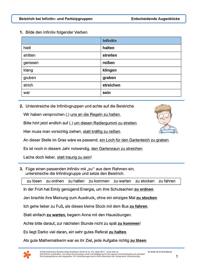 Beistrich bei Infinitiv- und Partizipgruppen