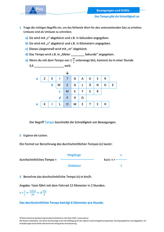 Das Tempo gibt die Schnelligkeit an
