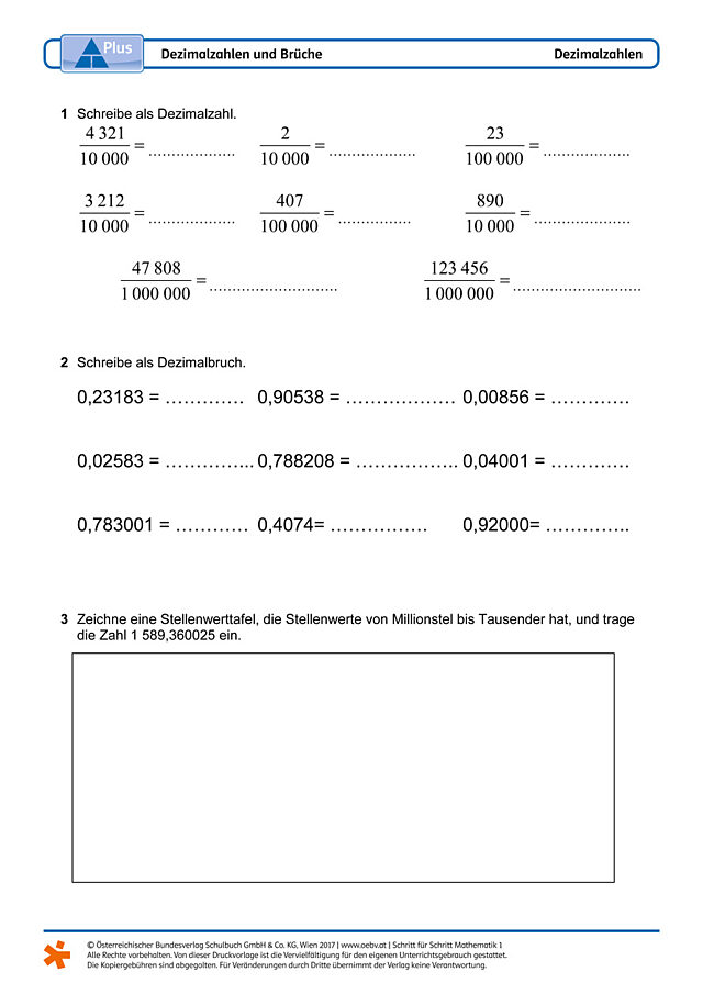 Dezimalzahlen und Brüche