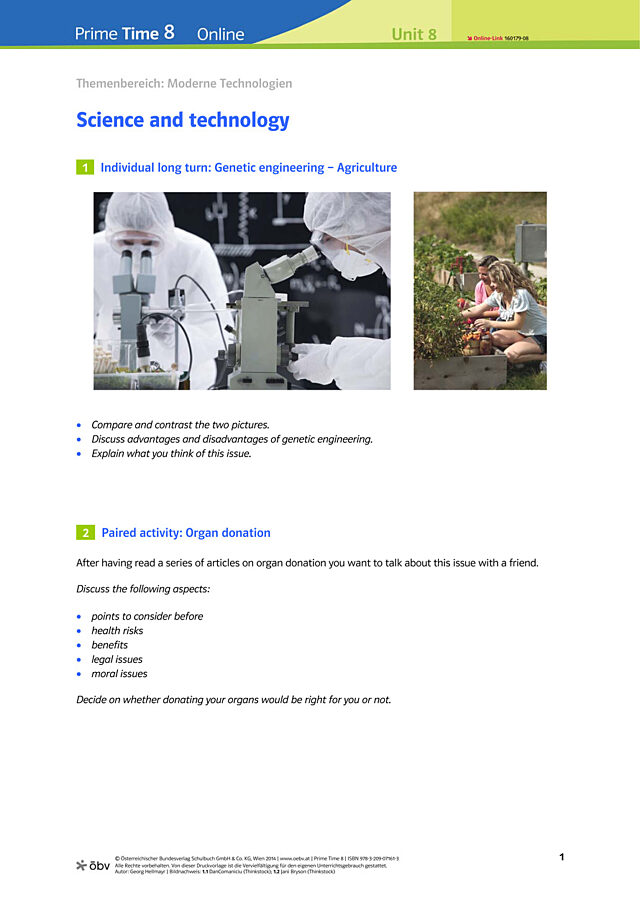 Science and technology: Speaking prompts