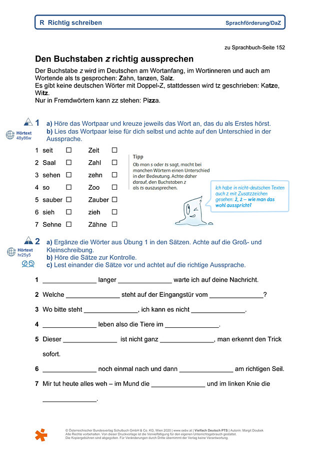 Den Buchstaben z richtig aussprechen