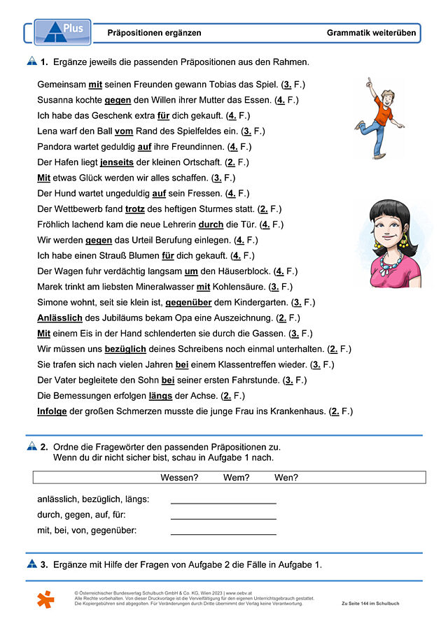 Präpositionen ergänzen