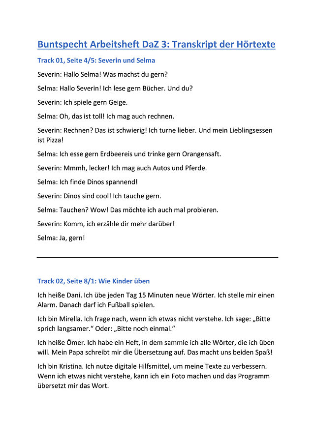 Transkript der Hörtexte