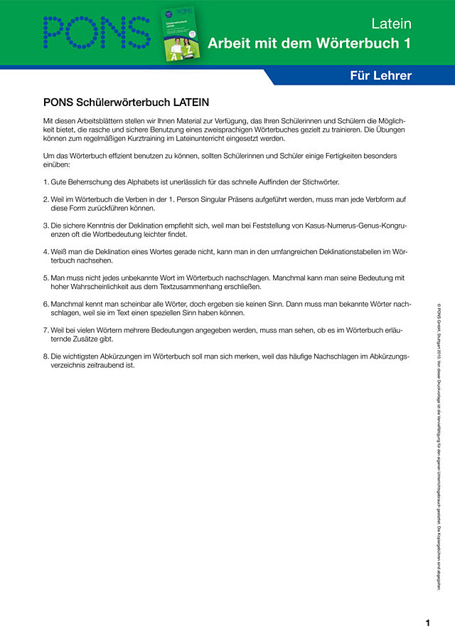 Arbeit mit dem Wörterbuch Teil 1