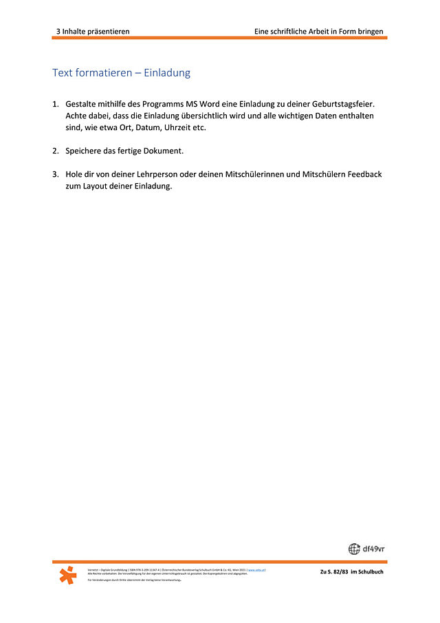 Text formatieren – Einladung