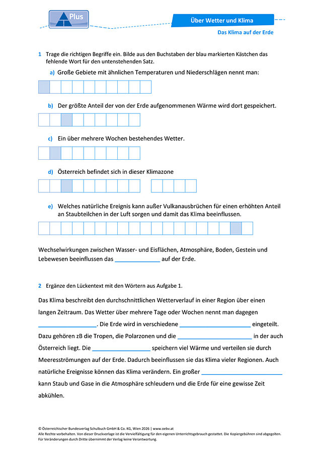 Das Klima auf der Erde