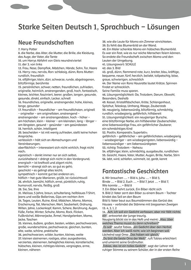Lösungen zum Schulbuch