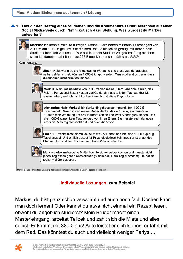 Mit Einkommen auskommen