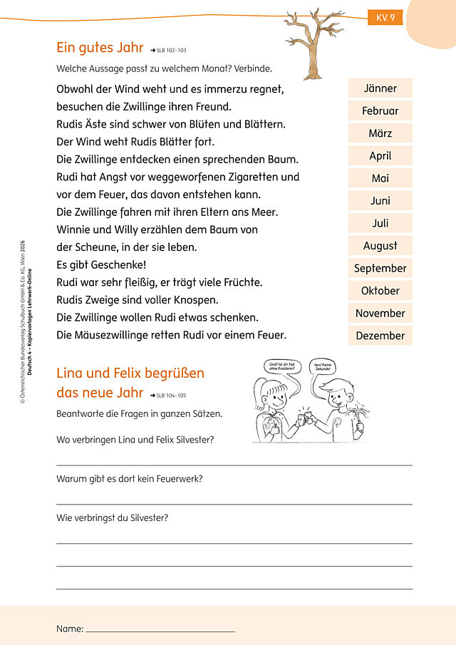 KV9 Ein gutes Jahr, Lina und Felix begrüßen das neue Jahr