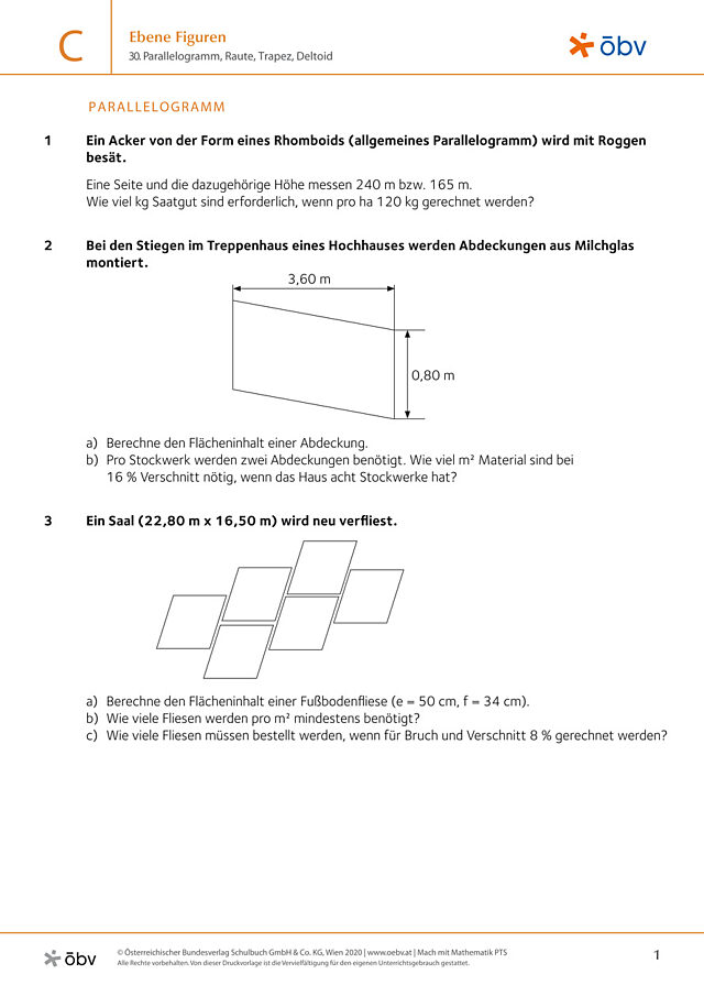 30. Parallelogramm, Raute, Trapez, Deltoid