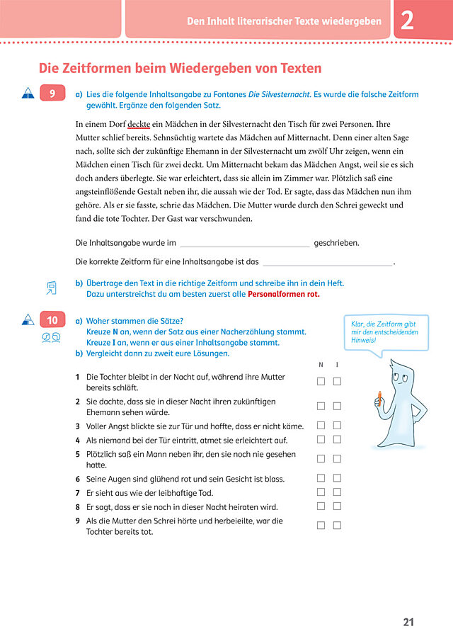 Die Zeitformen beim Wiedergeben von Texten