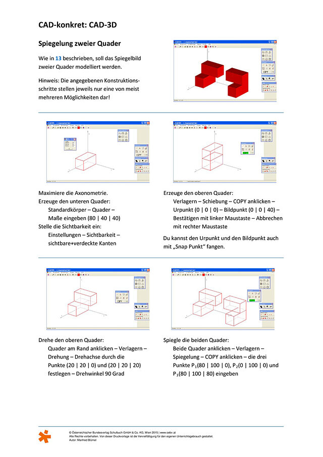 CAD konkret (CAD-3D): Spiegelung zweier Quader