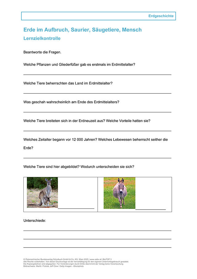 Erde im Aufbruch, Saurier, Säugetiere, Mensch