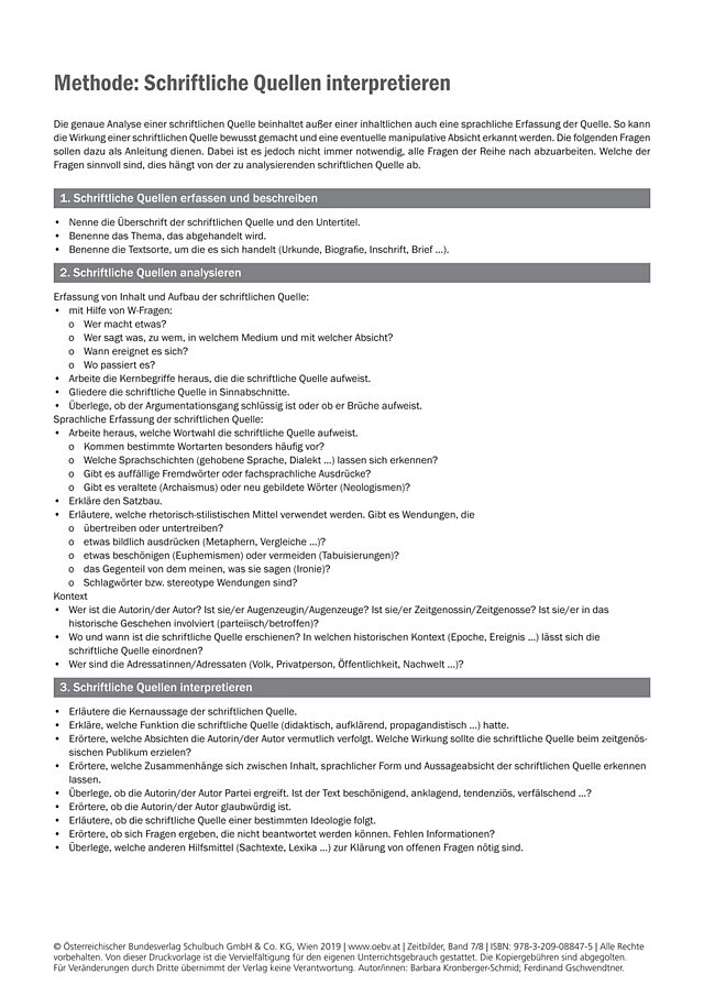 Schriftliche Quellen interpretieren