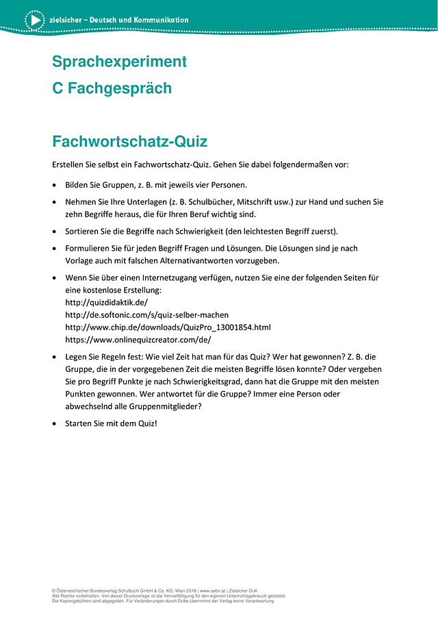 Fachwortschatz-Quiz
