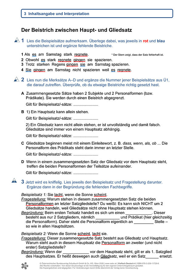 Der Beistrich zwischen Haupt- und Gliedsatz