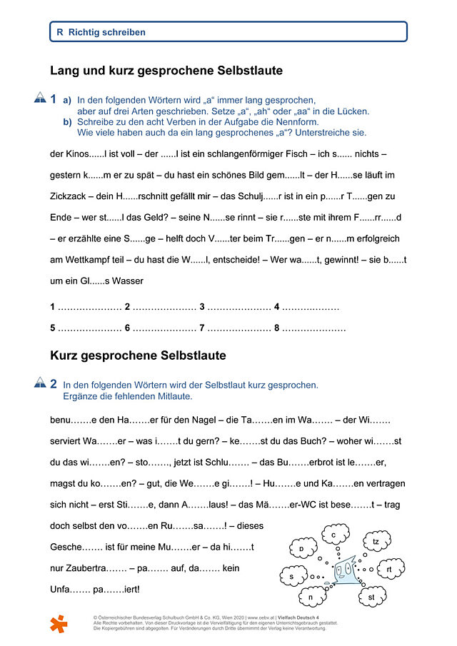 Lang und kurz gesprochene Selbstlaute