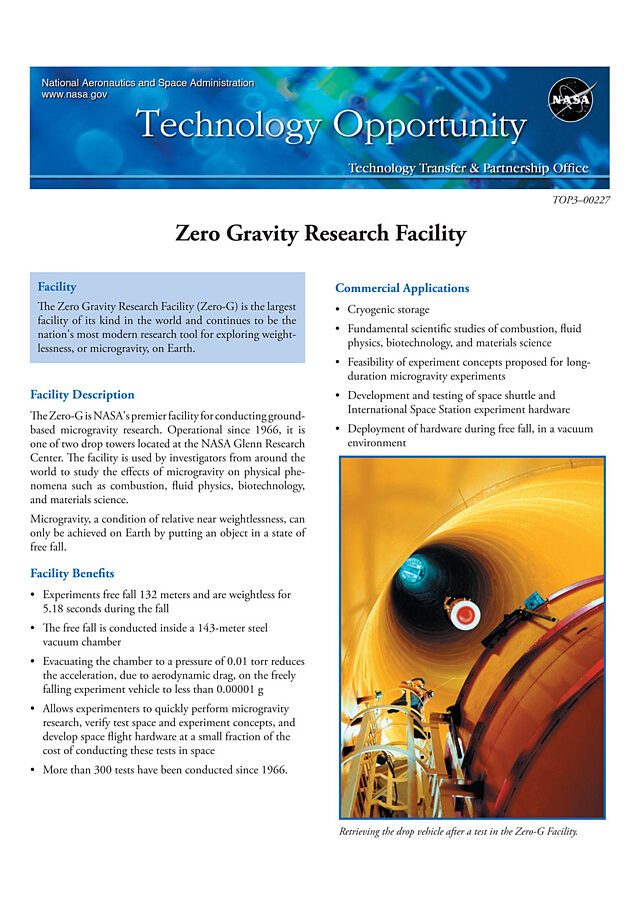 Informationen zur Zero Gravity Research Facility