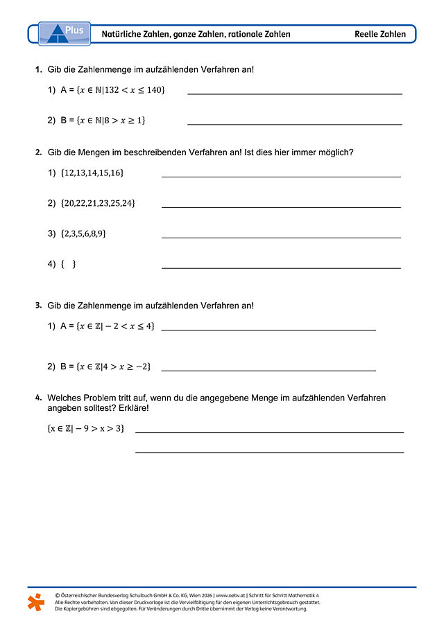 Natürliche Zahlen, ganze Zahlen, rationale Zahlen