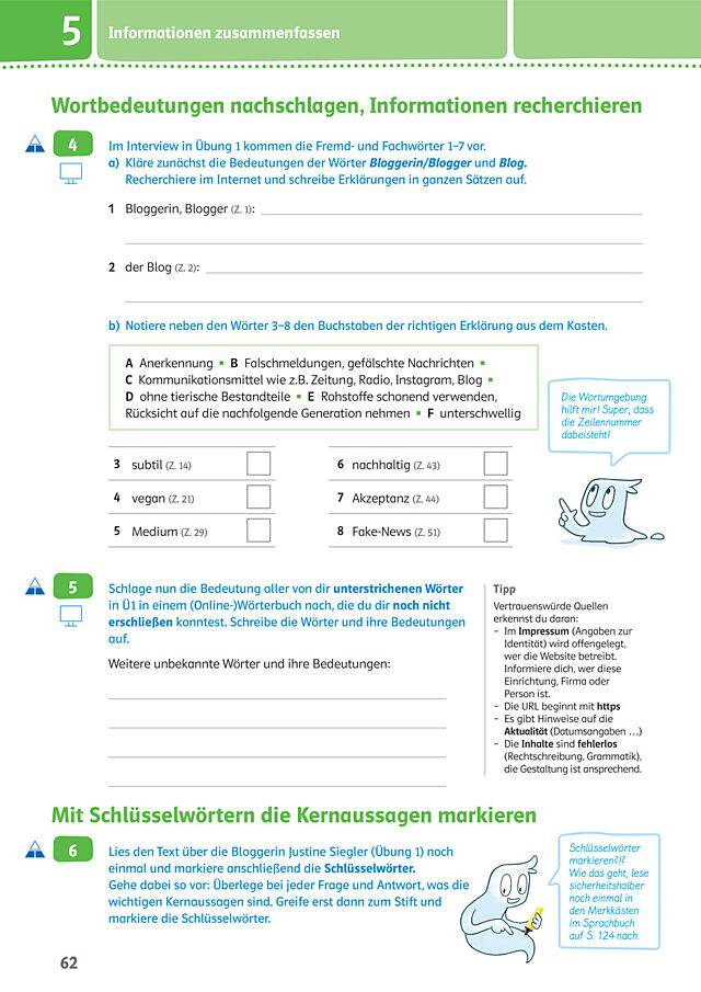 Wortbedeutungen nachschlagen, Informationen recherchieren
