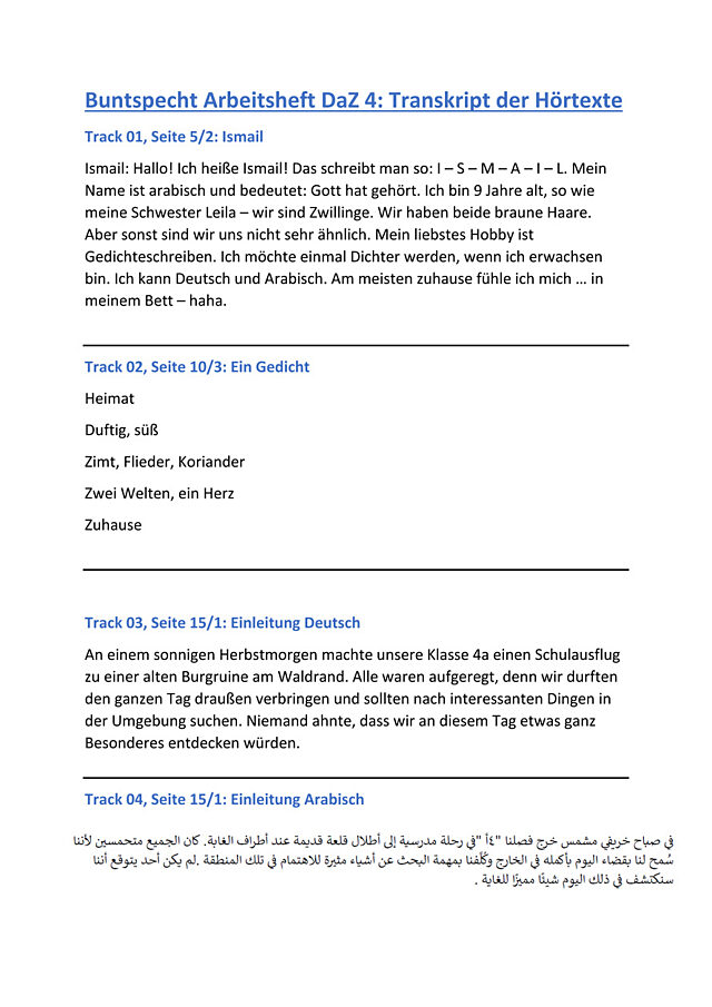 Transkript der Hörtexte