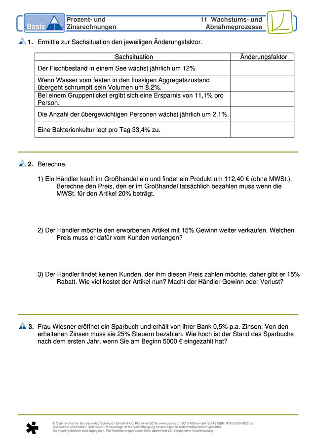 Prozent- und Zinsrechnungen