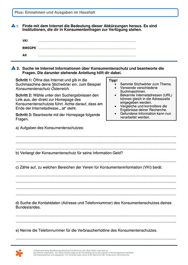 Einnahmen und Ausgaben