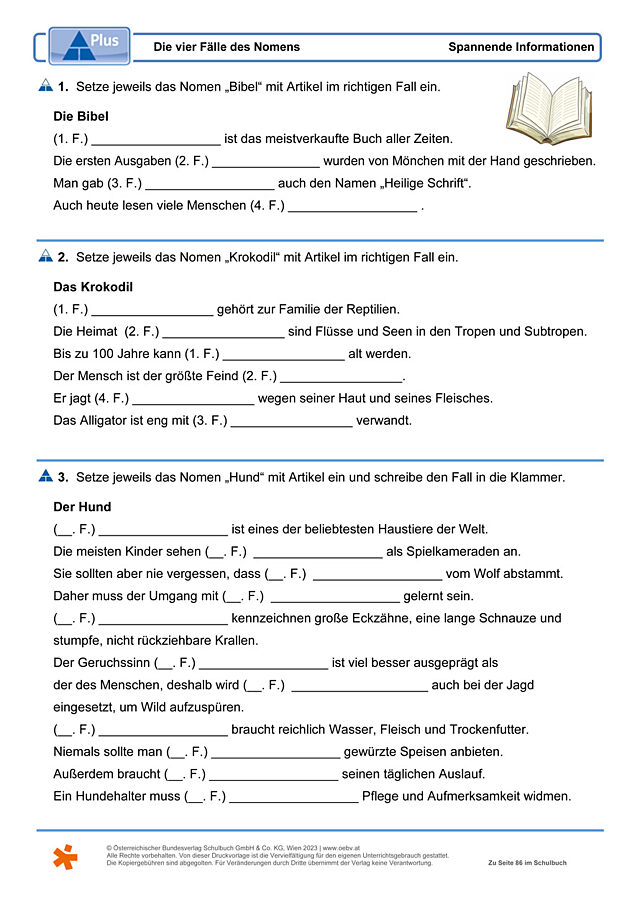 Die vier Fälle des Nomens