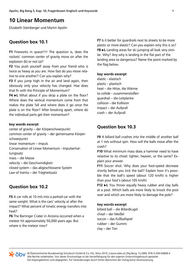 Fragenboxen und Keywords