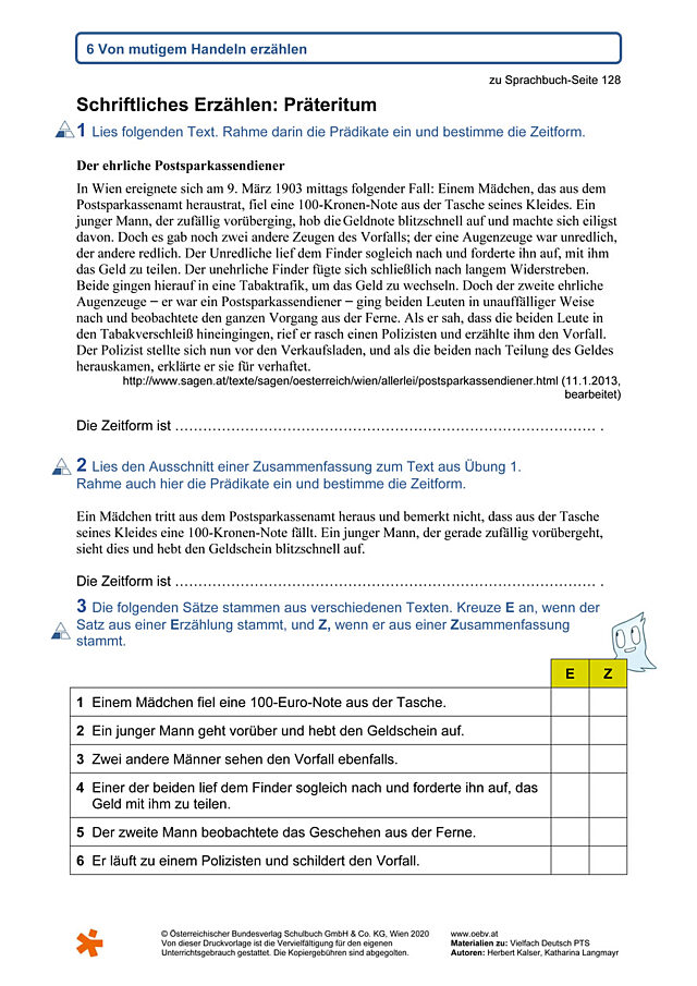 Präteritum: Schriftliches Erzählen