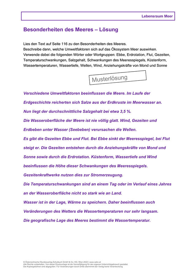 Besonderheiten des Meeres